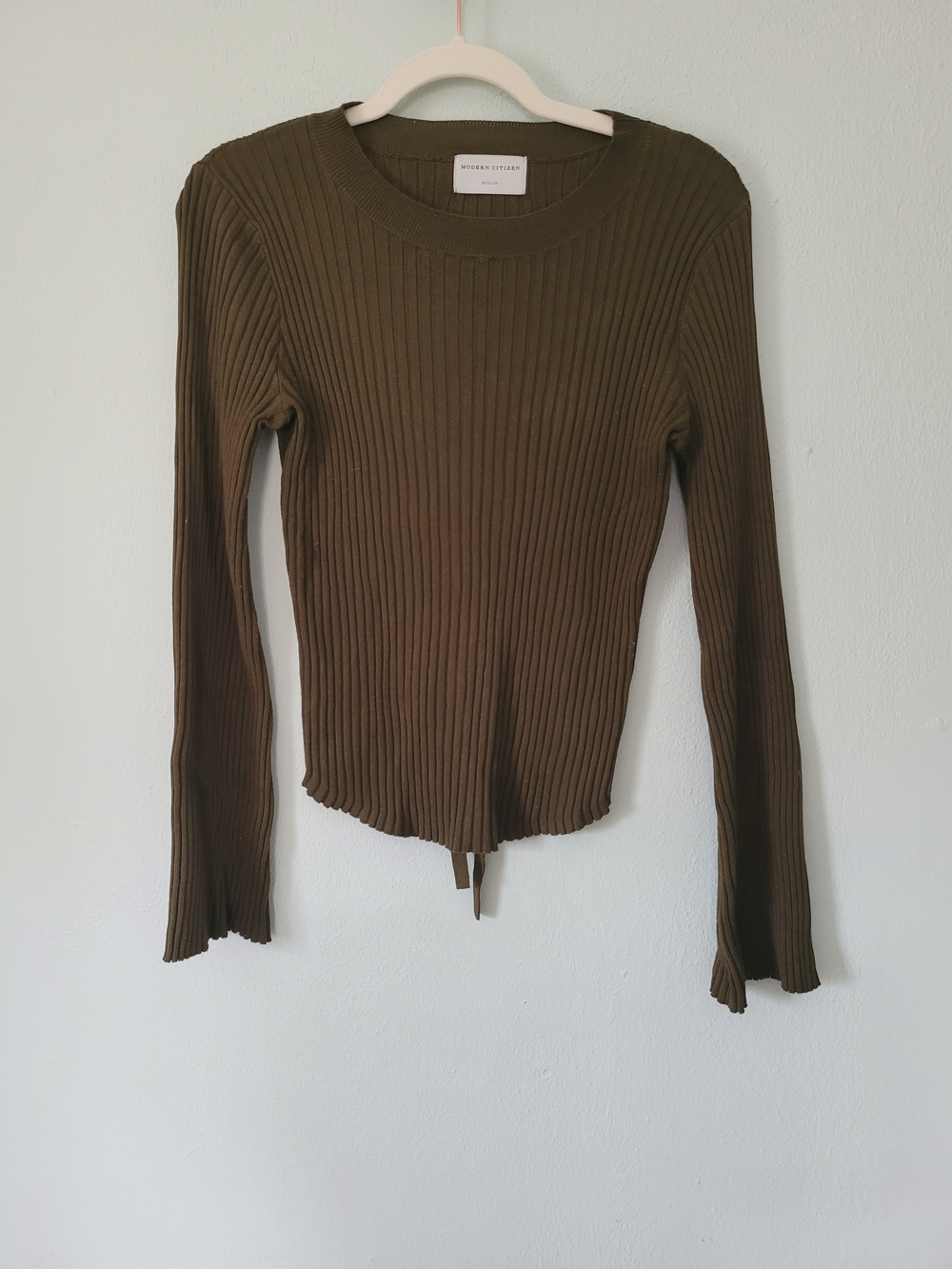 Olive Ribbed Long-Sleeve Top - Modern Citizen - Medium